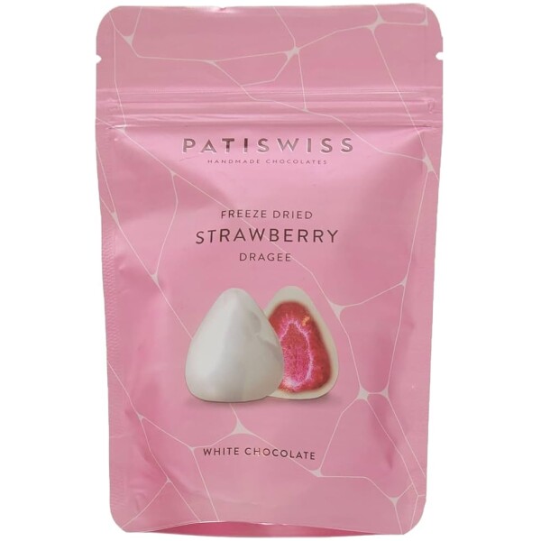 פטיסוויס תות מיובש בציפוי שוקולד לבן Patiswiss Freeze-Dried Strawberry Dragee White Chocolate